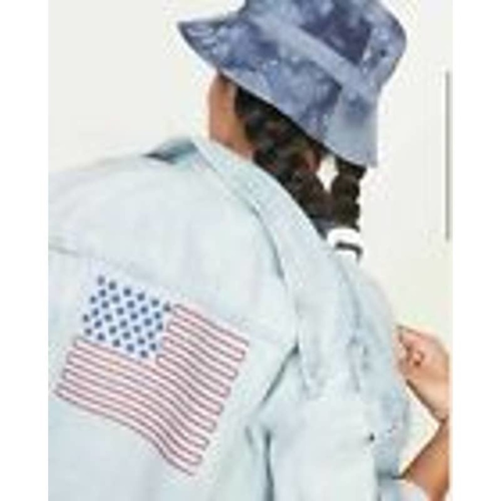 Old Navy Women's Size 2XL Embroidered American Flag Boyfriend Jean Jacket NWT - Picture 2 of 15